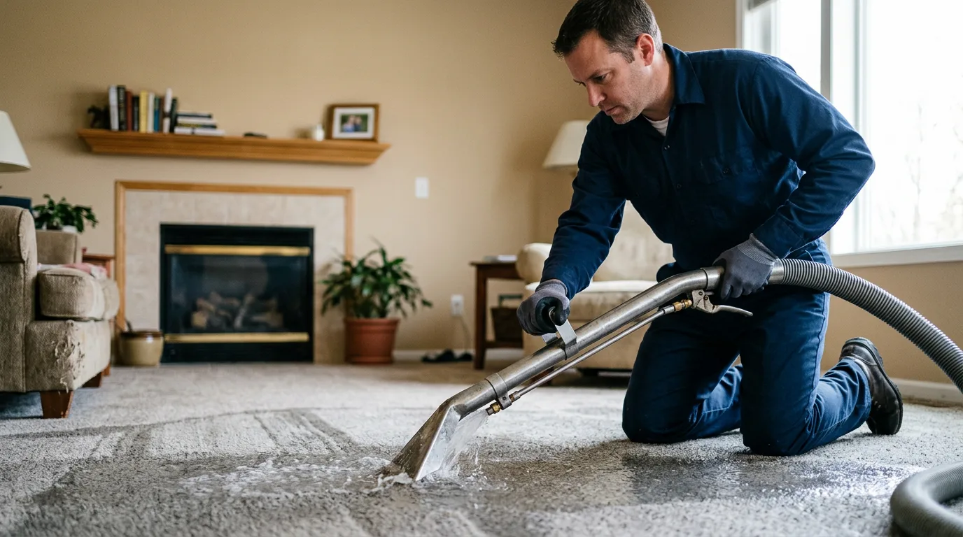 Water damage restoration technician working near Hackensack, MN